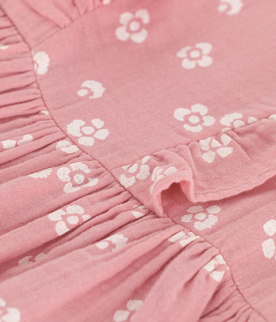 Children's sleeveless floral cotton dress CHARME pink/MARSHMALLOW white