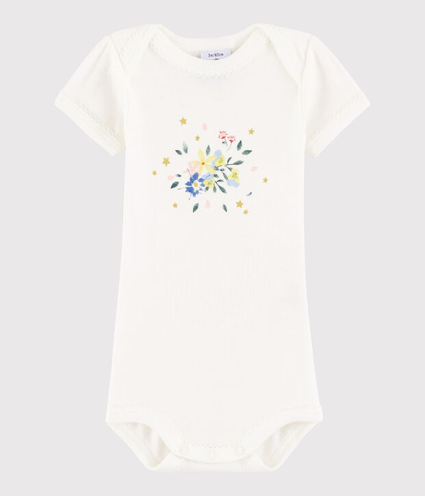 Baby Girls' Short-Sleeved Bodysuit white/pink