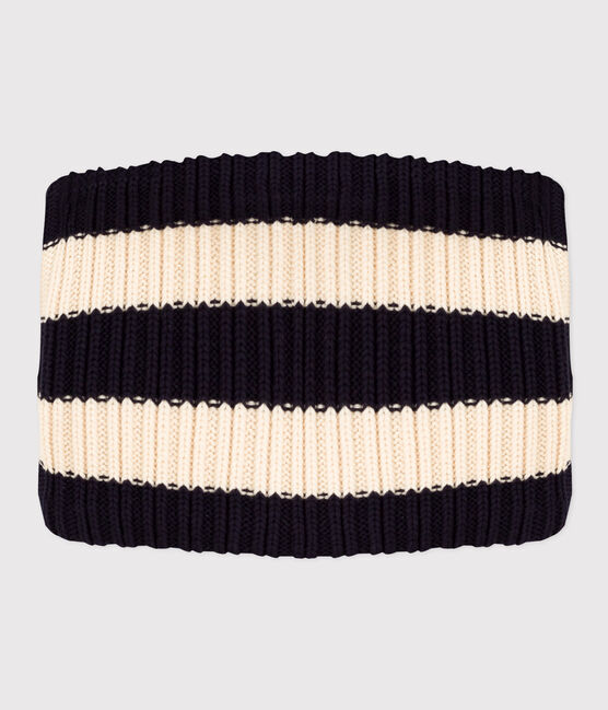 Unisex Fleece-Lined Stripy Knitted Snood SMOKING blue/AVALANCHE