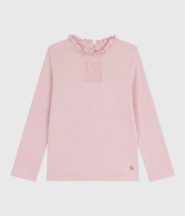 Children's long-sleeved plain cotton T-shirt pink