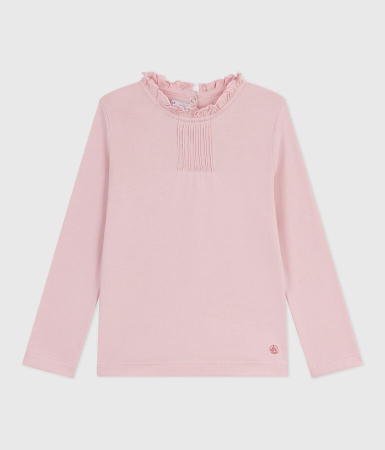 Children's long-sleeved plain cotton T-shirt pink