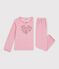 Children's velour pyjamas with a heart motif pink
