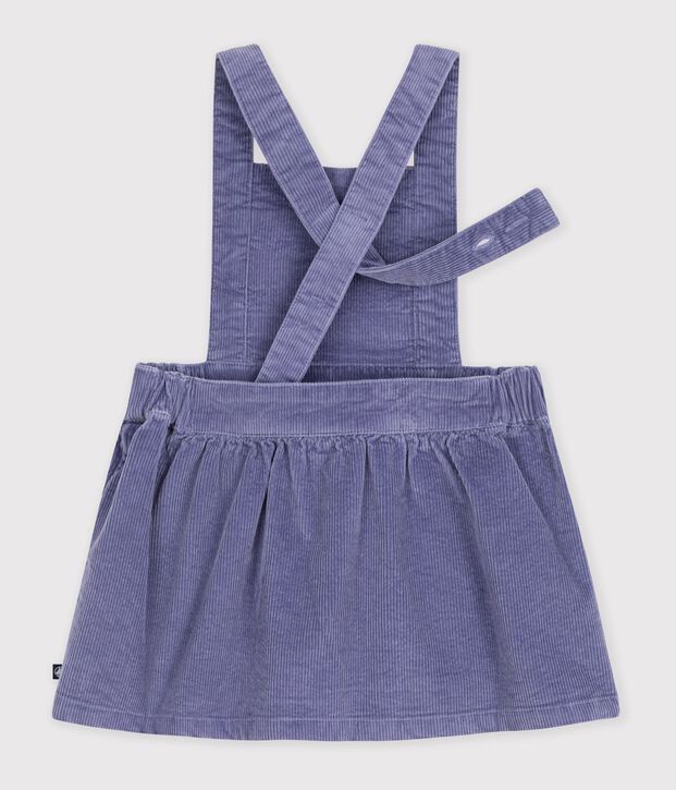 Babies' long-sleeved plain corduroy dress purple