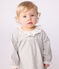 Babies' long-sleeved plain flannel dress with a collar FUMEE CHINE grey
