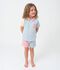 Children's short stripy buttoned cotton pyjamas white/multicolor