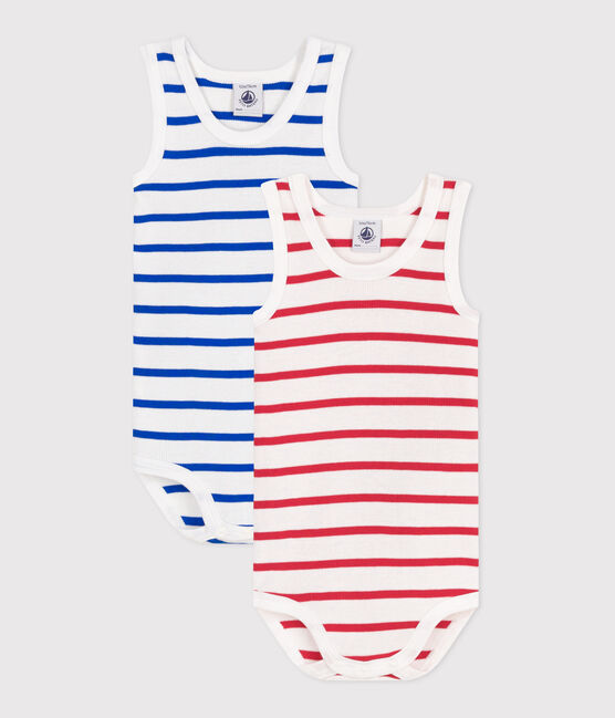 Babies' sleeveless stripy cotton bodysuits - 2-Pack variante 1