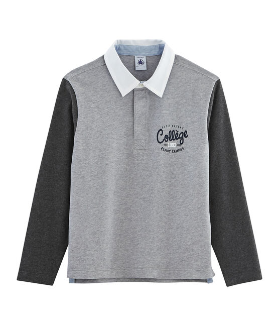Boys' Rugby Polo Shirt SUBWAY grey/CITY black