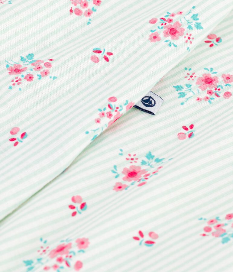 Babies' short floral cotton jumpsuit white/multicolor