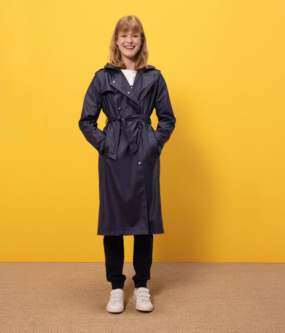 Women's Hooded Trench Coat SMOKING blue