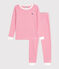 Children's stripy cotton pyjamas with snug-fitting legs PEONIA pink/MARSHMALLOW