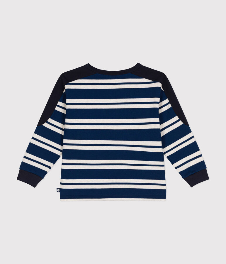 Boys' thick cotton sweatshirt blue/beige