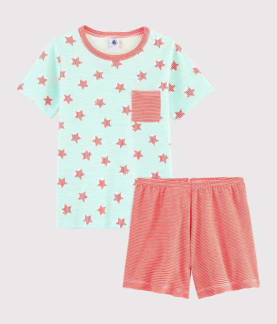 Boys' Stars and Stripes Ribbed Pyjamas MARSHMALLOW white/MULTICO white