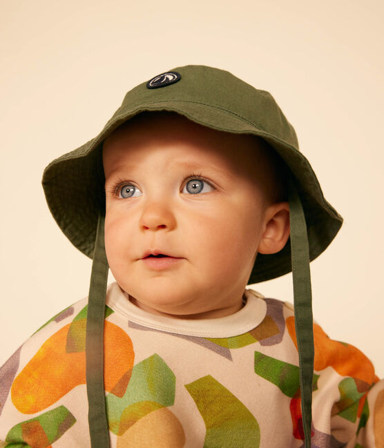Babies' Plain Cotton Tie-on Bucket Hat CROCO green
