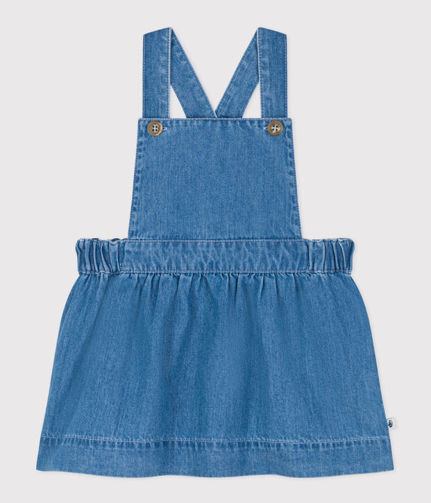 Babies' Sleeveless Light Denim Dress blue