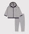 Babies' Thick Stripy Jersey Breton Outfit MARSHMALLOW white/SMOKING blue