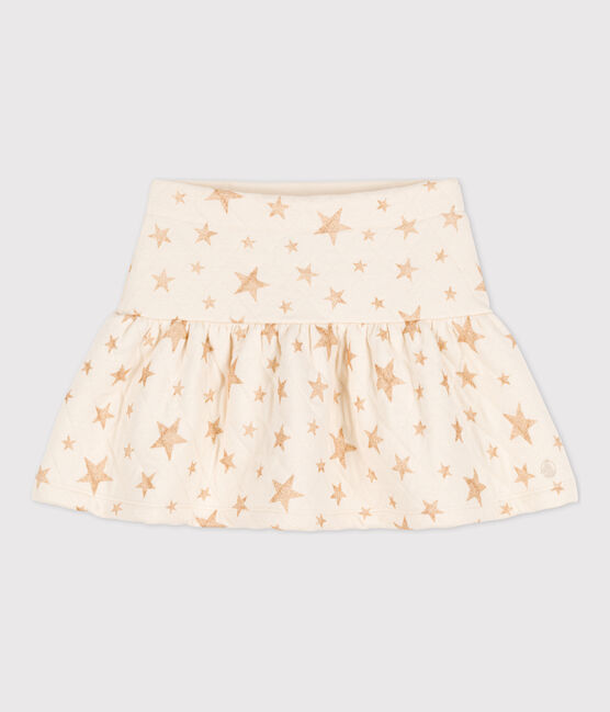 Girls' Tube-Knit Patterned Skirt AVALANCHE Ecru