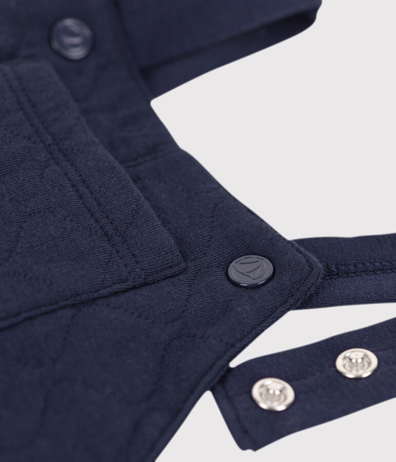 Babies' Long Quilted Tube-Knit Dungarees SMOKING blue