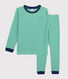 Boys' Green Pinstriped Ribbed Pyjamas