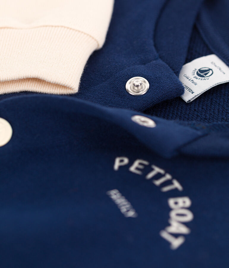 Babies' Fleece Baseball Jacket blue/ecru