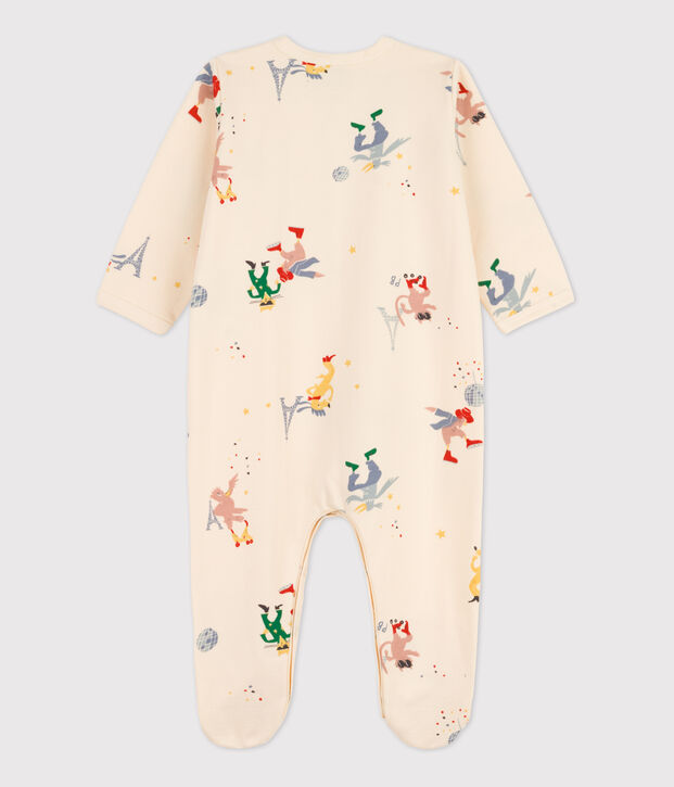 Babies' Paris Themed Fleece Sleepsuit Ecru/multicolor