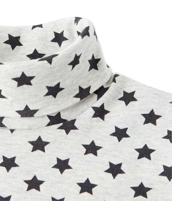 Boy's star print base layer turtleneck BELUGA grey/MAKI grey