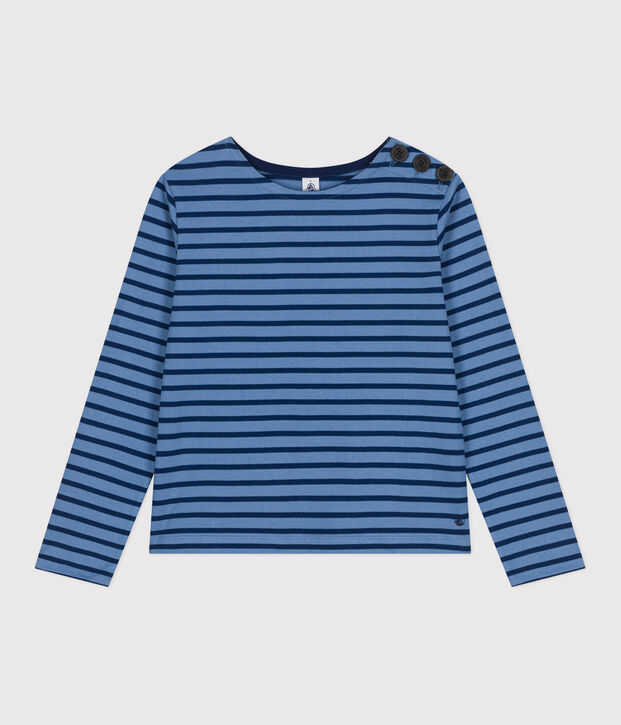 Women's Buttoned Cotton Breton Top blue/blue