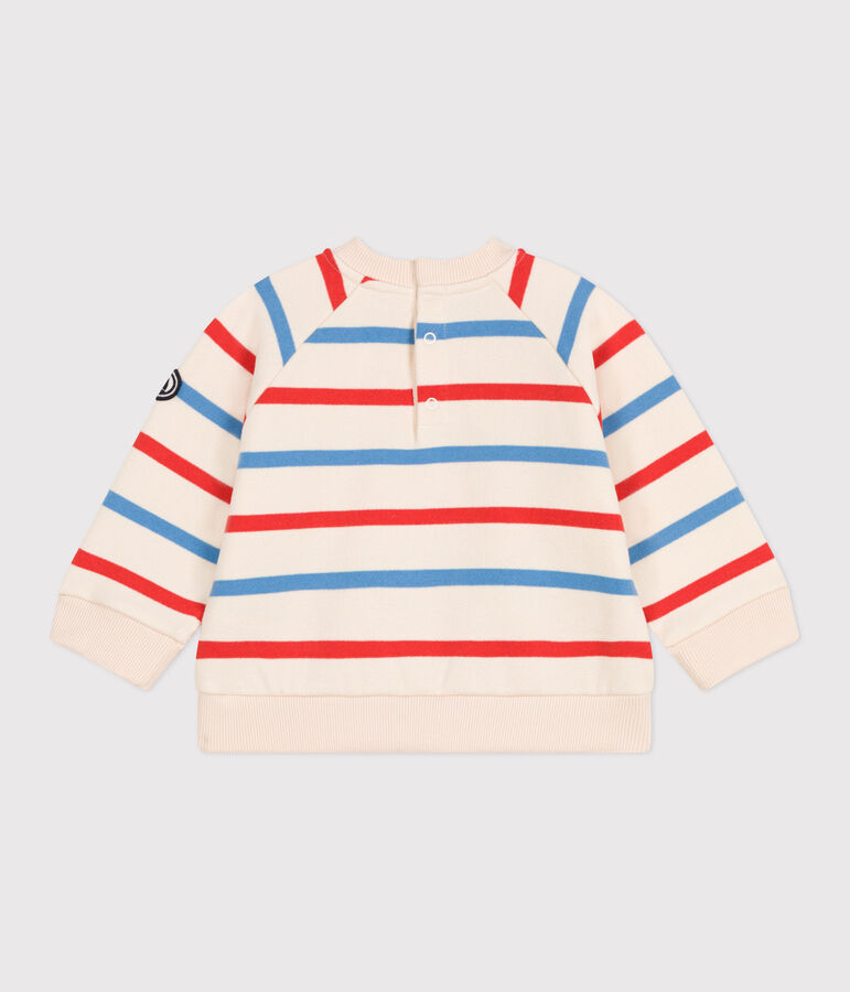 Babies' Breton stripe cotton sweatshirt printed in two colours Ecru/multicolor