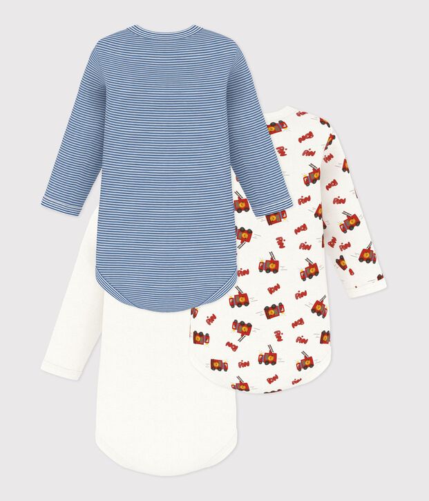 Pack of babies' long-sleeved cotton bodies with a firefighter print multicolor