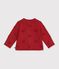 Babies' cotton cardigan with a heart pattern red