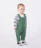 Babies' long dungarees in plain cotton PALMERAIE green