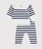 Babies' 2-piece stripy knit Breton top outfit MARSHMALLOW blue/SOIR