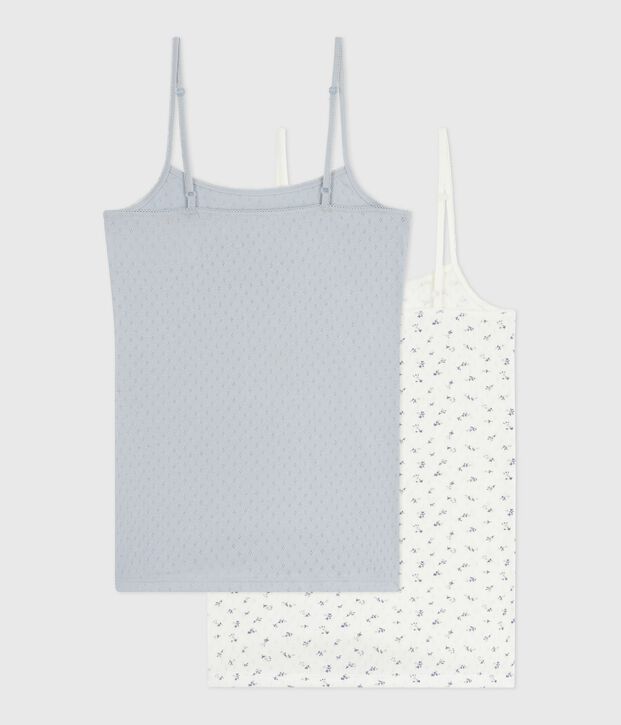 Women's strappy openwork cotton tops multicolor