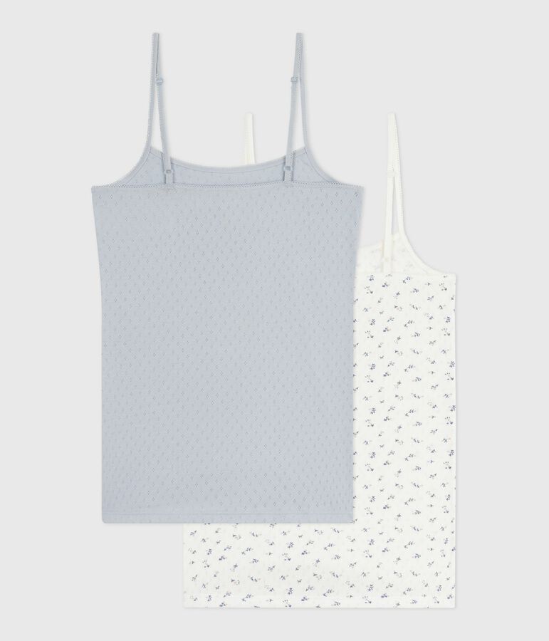 Women's strappy openwork cotton tops multicolor