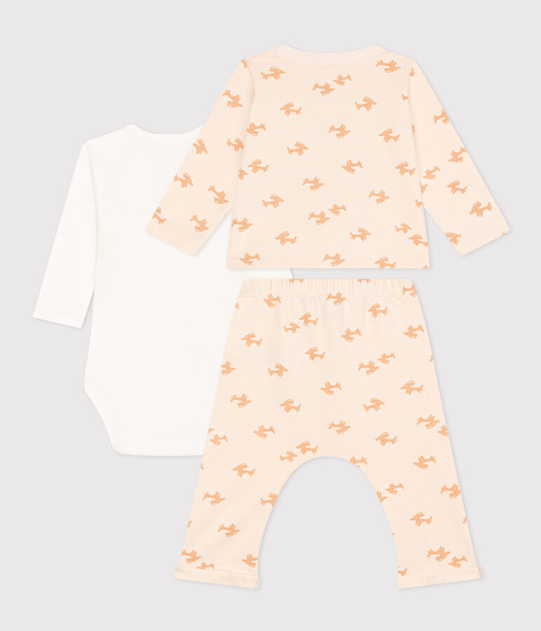 Babies' Patterned Fleece Outfit Ecru/beige