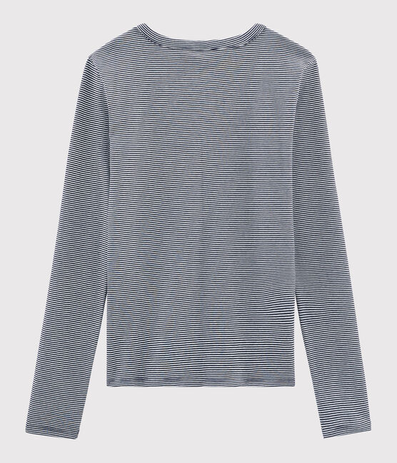 Women's iconic round neck T-shirt SMOKING blue/MARSHMALLOW white