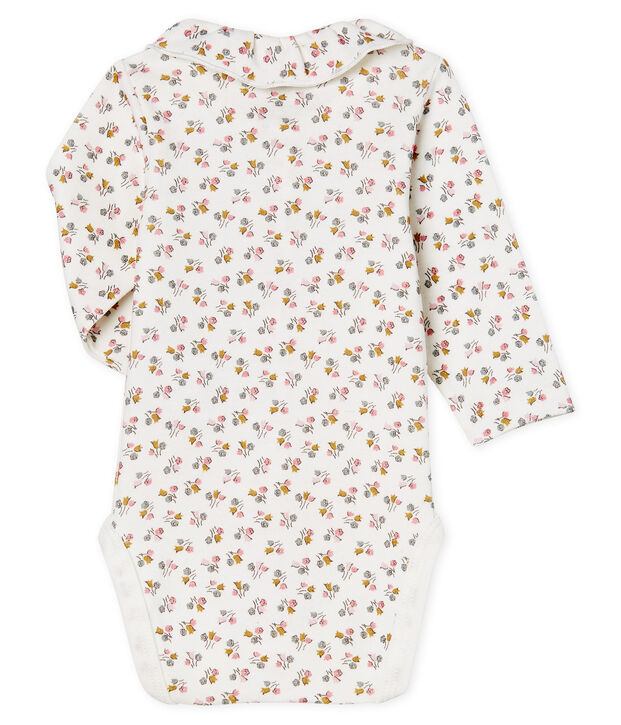 Newborn Baby Girls' Long-Sleeved Ribbed Bodysuit white/pink/multicolor