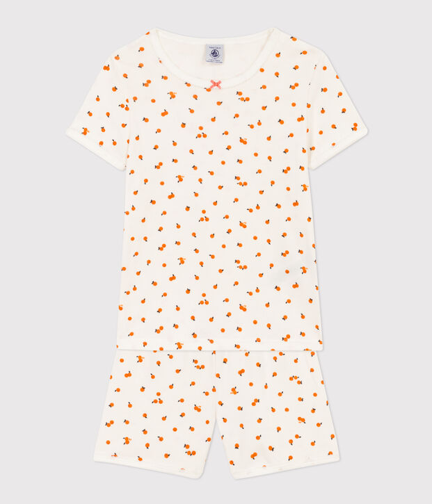 Girls' Orangette Themed Cotton Short Pyjamas white/multicolor