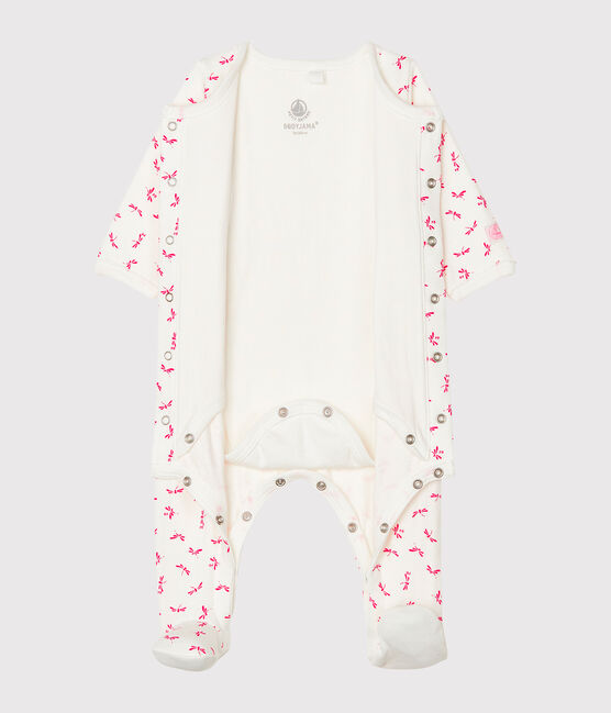 Baby Girls' Tube Knit Bodyjama MARSHMALLOW white/GROSEILLER pink