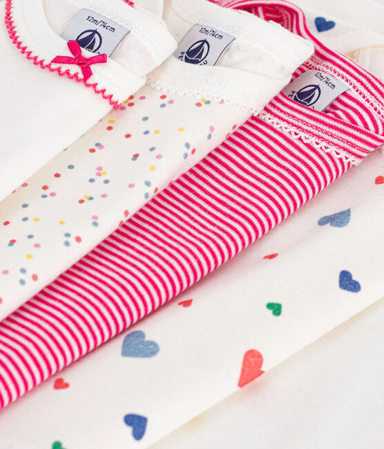 Pack of long-sleeved heart-print cotton bodies for babies variante 1