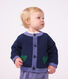 Babies' jaquard heart pattern cardigan knitted in wool and cotton