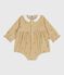 Babies' short playsuit in floral-print corduroy CAJOU beige/MULTICO
