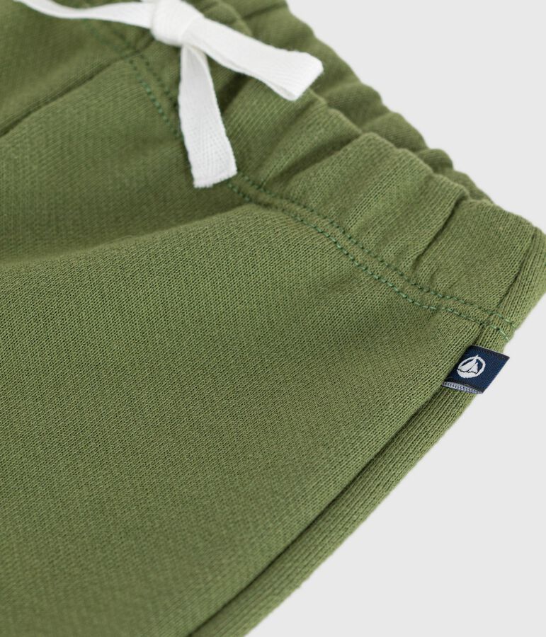 Babies' jogging bottoms in plain cotton OLIVINE green
