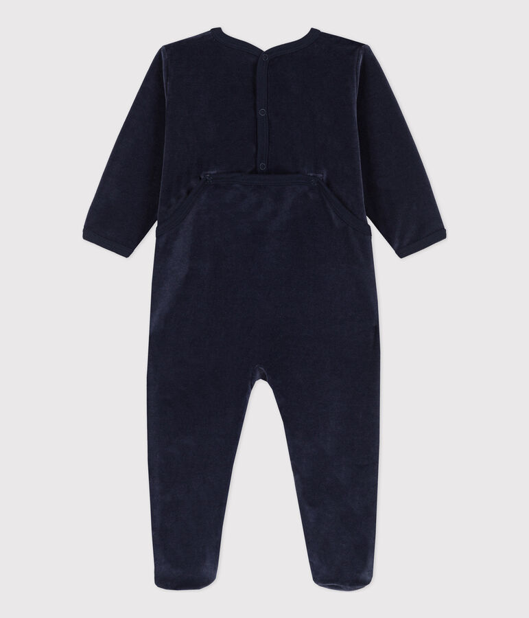 Babies' Paris Themed Velour Sleepsuit blue