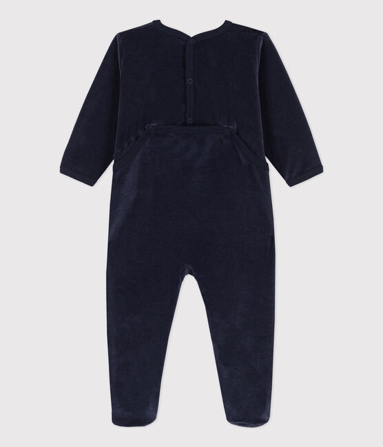 Babies' Paris Themed Velour Sleepsuit SMOKING blue