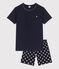 Boys' Starry Cotton Short Pyjamas SMOKING blue/MARSHMALLOW white