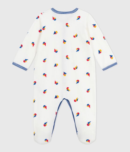 Babies' velour pyjama suit MARSHMALLOW white/MULTICO white