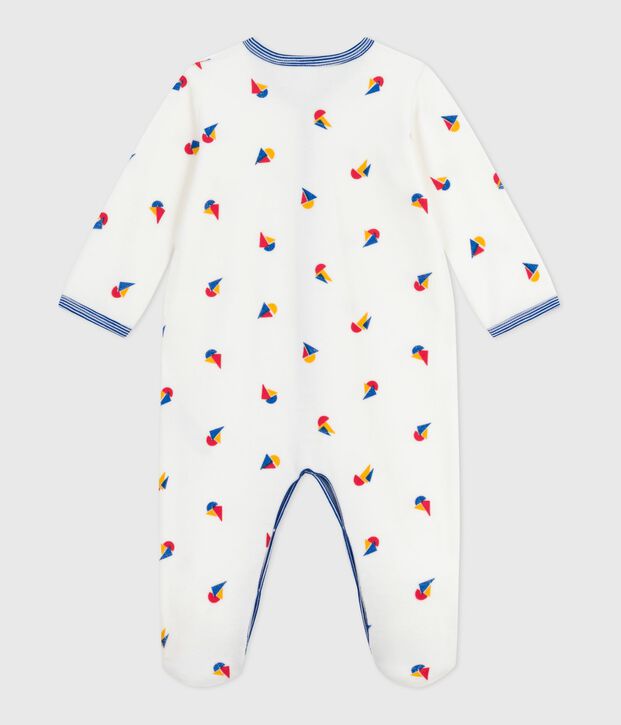 Babies' velour pyjama suit white/multicolor