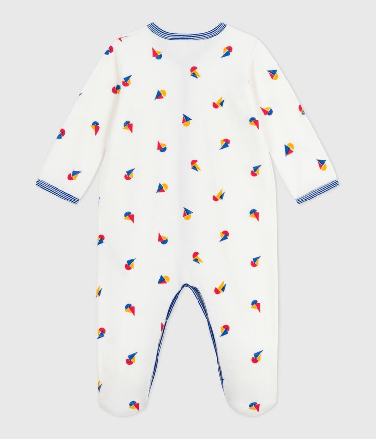 Babies' velour pyjama suit white/multicolor
