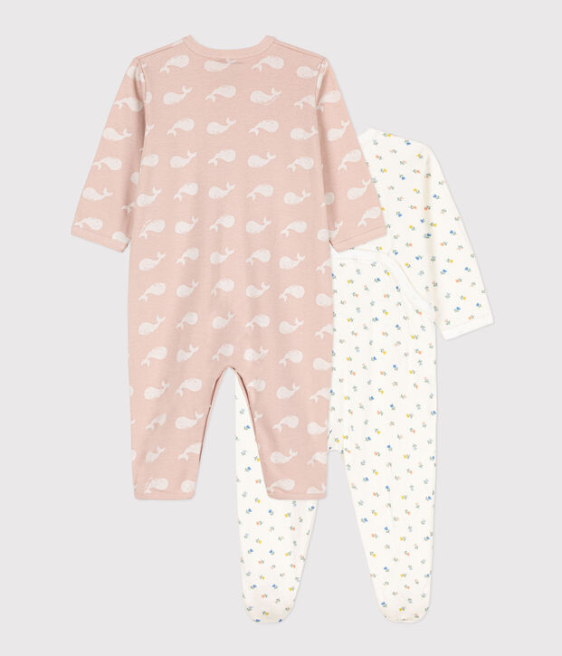 Floral and Whale Themed Cotton Sleepsuits - 2-Pack multicolor