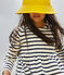 Girls' long-sleeved dress in stripy thick cotton MARSHMALLOW white/SMOKING blue